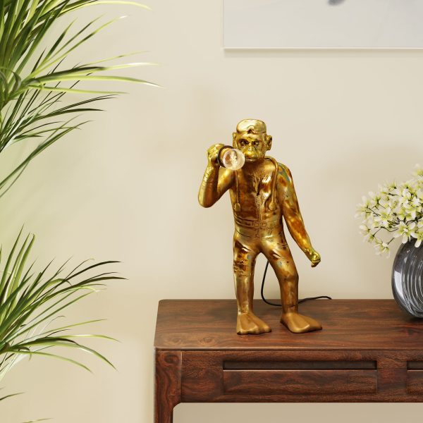 Лампа настольная Monkey, коллекция "Обезьяна" 27*50*31, Полирезин, Золотой — изображение 2