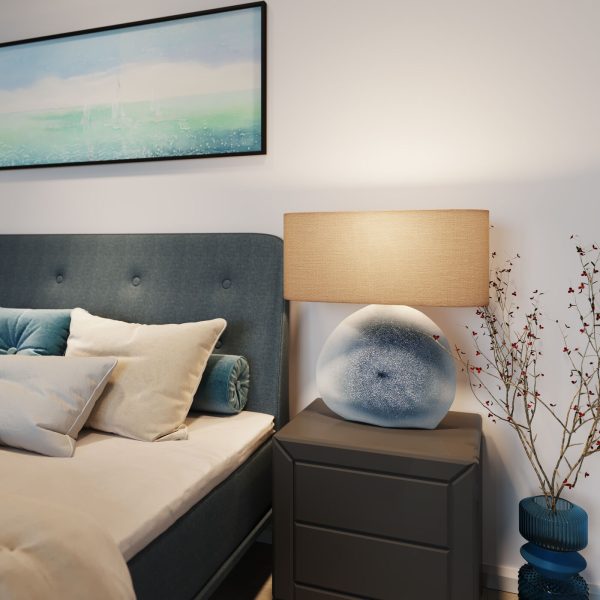 Лампа настольная Agate, коллекция "Агат" 39*57*12, Лен, Сталь, Керамика, Белый — изображение 2