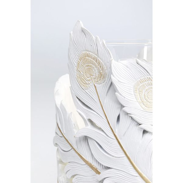 Подсвечник д/греющ свечи Feathers, коллекция "Перья" 13*20*13, Полирезин, Стекло, Белый — изображение 3