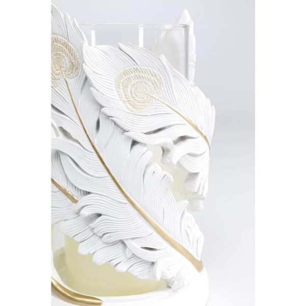 Подсвечник д/греющ свечи Feathers, коллекция "Перья" 13*20*13, Полирезин, Стекло, Белый — изображение 4