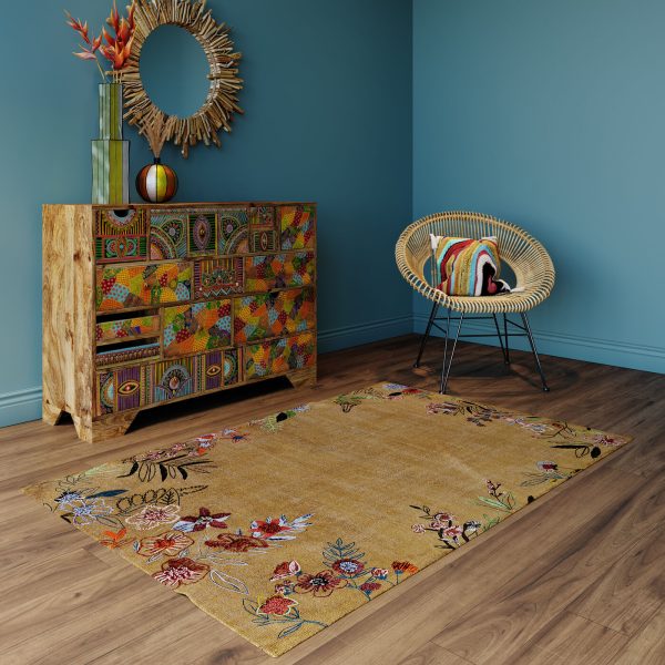 Ковер Flowers, коллекция "Цветы" 120*5*180, Хлопок, Желтый — изображение 2