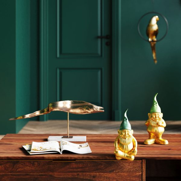 Статуэтка Zwerg, коллекция "Гном" 9*19*9, Полирезин, Золотой, Зеленый — изображение 2
