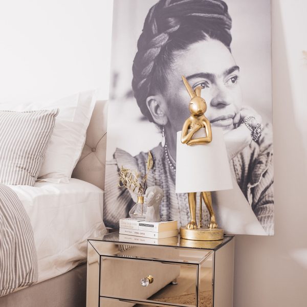 Лампа настольная Rabbit, коллекция "Кролик" 23*68*26, Полирезин, Сталь, Лен, Золотой, Белый — изображение 3