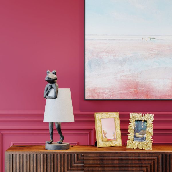 Лампа настольная Frog, коллекция "Лягушка" 23*58*29, Полирезин, Сталь, Лен, Серый — изображение 2