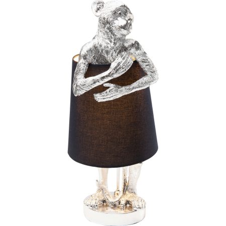Лампа настольная Monkey, коллекция "Обезьяна" 23*56*23, Полирезин, Сталь, Лен, Черный, Серебряный