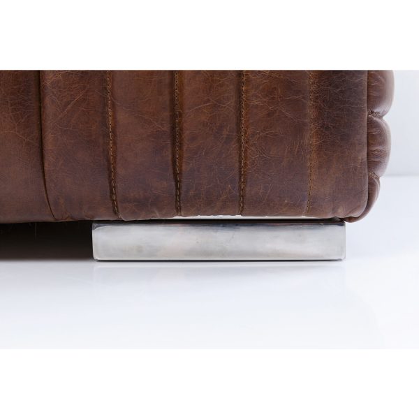 Диван Malibu, коллекция "Малибу" 226*67*110, Воловья кожа, Полиуретан, Сосна, Нержавеющая сталь, Коричневый — изображение 4