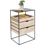 Комод Kopenhagen, коллекция "Копенгаген" 50*80*40, Сталь, Каучуковое дерево, Стекло, Черный, Бежевый — изображение 4