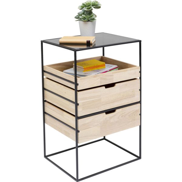 Комод Kopenhagen, коллекция "Копенгаген" 50*80*40, Сталь, Каучуковое дерево, Стекло, Черный, Бежевый — изображение 4