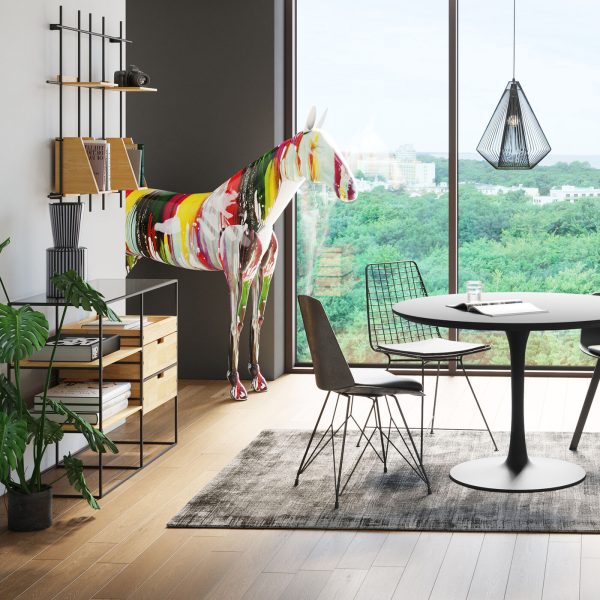 Комод Kopenhagen, коллекция "Копенгаген", ручная работа 100*80*40, Сталь, Каучуковое дерево, Стекло, Черный, Бежевый — изображение 4