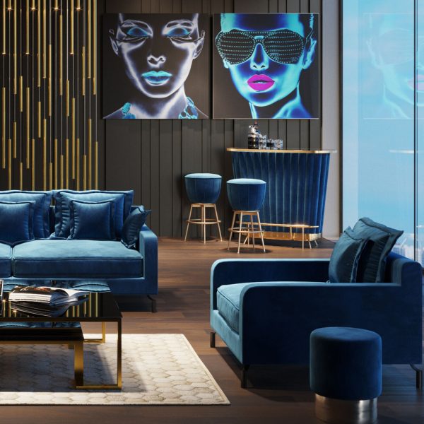 Стул барный After Work, коллекция "После Работы" 40*74*40, Полиэстер, Полиуретан, Сталь, МДФ, Синий — изображение 4