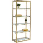 Стеллаж Zoom, коллекция "Зум" 76*180*39, Нержавеющая сталь, Стекло, Золотой
