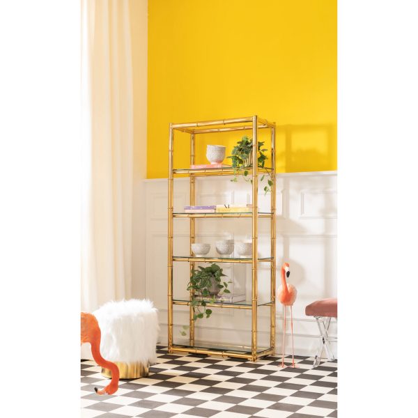 Стеллаж Zoom, коллекция "Зум" 76*180*39, Нержавеющая сталь, Стекло, Золотой — изображение 3