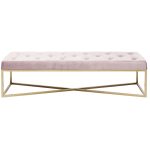 Скамья мягкая Crossover, коллекция "Кроссовер" 151*40*41, Бархат, Полиэстер, Бук, Сталь, Розовый