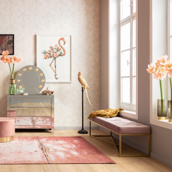 Скамья мягкая Crossover, коллекция "Кроссовер" 151*40*41, Бархат, Полиэстер, Бук, Сталь, Розовый — изображение 4