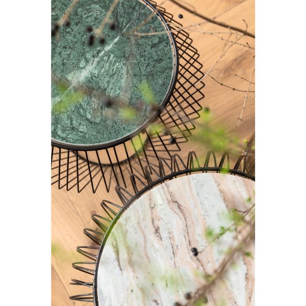 Столик приставной Beam, коллекция "Луч" 43*32*43, Мрамор, Сталь, Зеленый — изображение 3