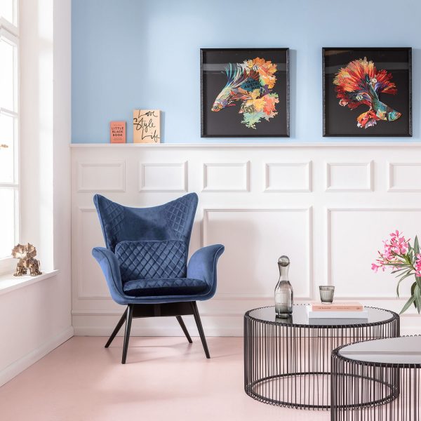 Кресло Tudor, коллекция "Тюдор" 78*100*80, Бархат, Полиуретан, Бук, Сталь, Синий — изображение 4