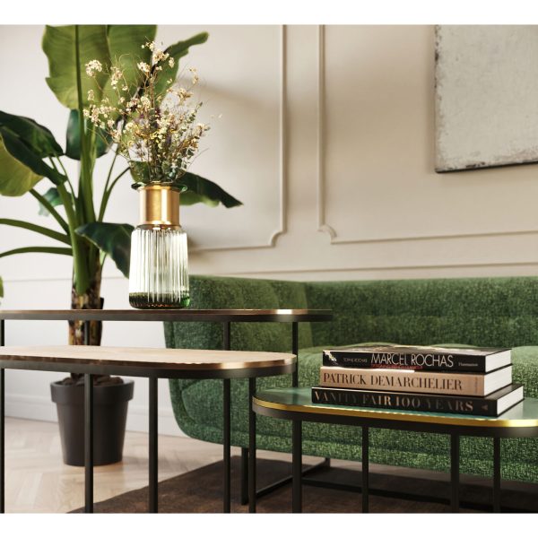 Столик приставной Beam, коллекция "Луч", количество предметов 3 97*62*30, Сталь, Алюминий, Коричневый, Серебряный, Синий — изображение 3