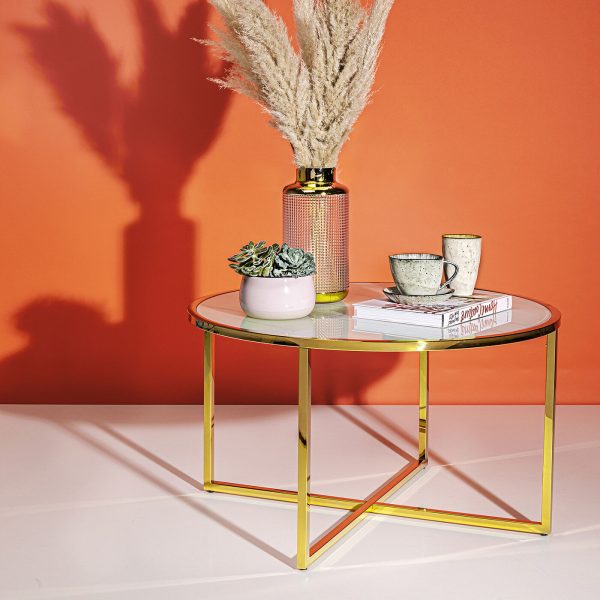 Столик кофейный West Coast, коллекция "Западное побережье" 80*45*80, Стекло, Нержавеющая сталь, Белый — изображение 3