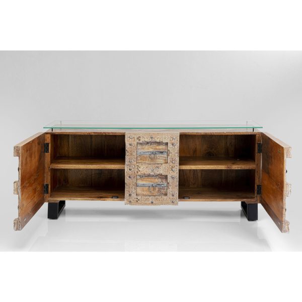 KARE-84885-detail-a-1400x1400 Буфет Kalif, коллекция "Калиф", ручная работа 160*70*40, Манго, Стекло, Сталь, Восстановленная древесина, Коричневый — изображение 3