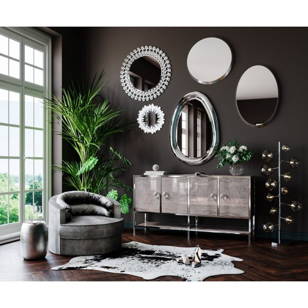 Зеркало Curve, коллекция "Дуга" 60*60*5, Сталь, Зеркальное стекло, Серебряный — изображение 2