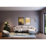 Диван угловой Amalfi, коллекция "Амальфи" 275*83*159, Полиэстер, Полиуретан, Эвкалипт, Сталь, Бежевый — изображение 3