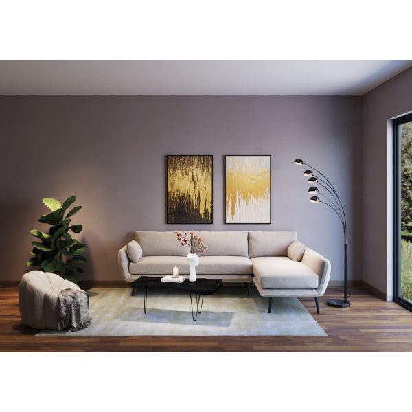 Диван угловой Amalfi, коллекция "Амальфи" 275*83*159, Полиэстер, Полиуретан, Эвкалипт, Сталь, Бежевый — изображение 3