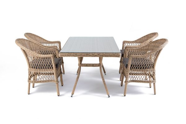 "Амароне" обеденная группа из искусственного ротанга на 4 персоны, цвет соломенный — изображение 3