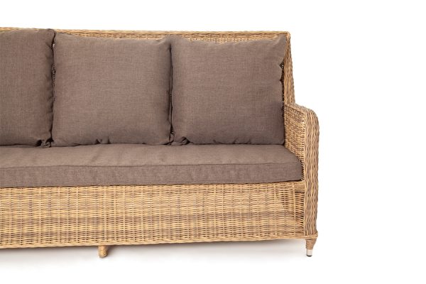 "Гляссе" диван трехместный из искусственного ротанга, цвет соломенный — изображение 3
