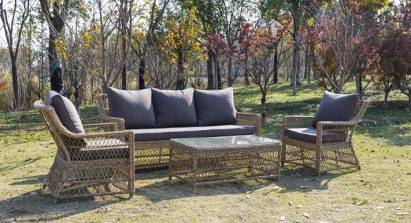 "Гранд Латте" диван трехместный из искусственного ротанга, цвет соломенный — изображение 5