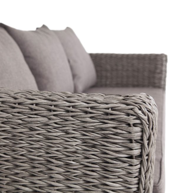 "Капучино" диван из искусственного ротанга (гиацинт) трехместный, цвет серый — изображение 3