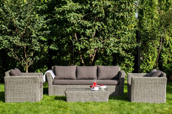 "Капучино" диван из искусственного ротанга (гиацинт) трехместный, цвет серый — изображение 5