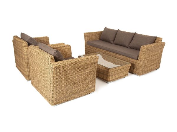 "Капучино" лаунж-зона из искусственного ротанга, цвет соломенный — изображение 4