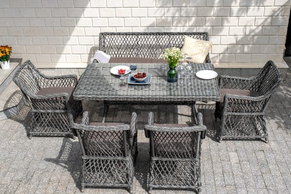 "Латте" плетеный стол из искусственного ротанга 160х90см, цвет графит — изображение 5