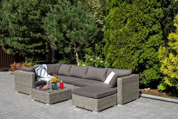 "Лунго" плетеная оттоманка с подушкой (гиацинт), цвет серый — изображение 4