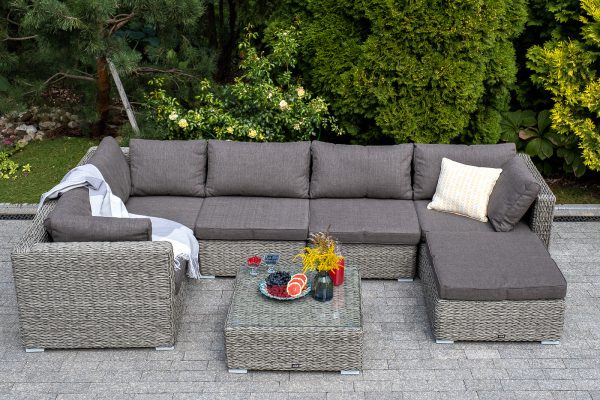 "Лунго" плетеная оттоманка с подушкой (гиацинт), цвет серый — изображение 5