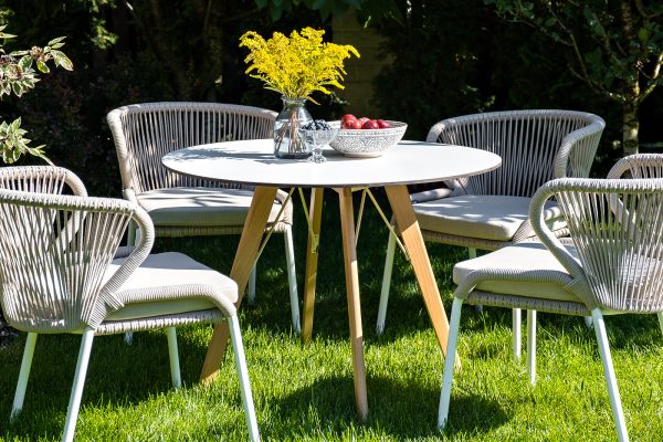 "Франческо" интерьерный стол из HPL круглый Ø90см, цвет молочный — изображение 3