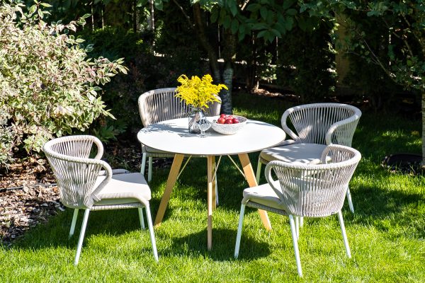 "Франческо" интерьерный стол из HPL круглый Ø90см, цвет молочный — изображение 5