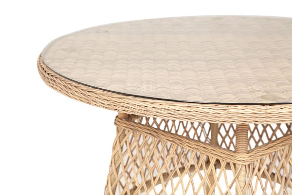 "Эспрессо" плетеный круглый стол, диаметр 118 см, цвет соломенный — изображение 4