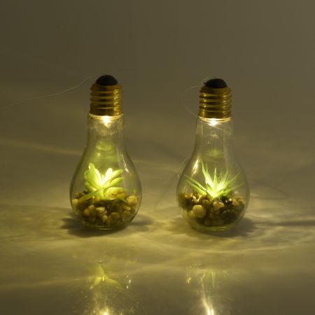 Фонарь с led - искусственный цветок в лампочке