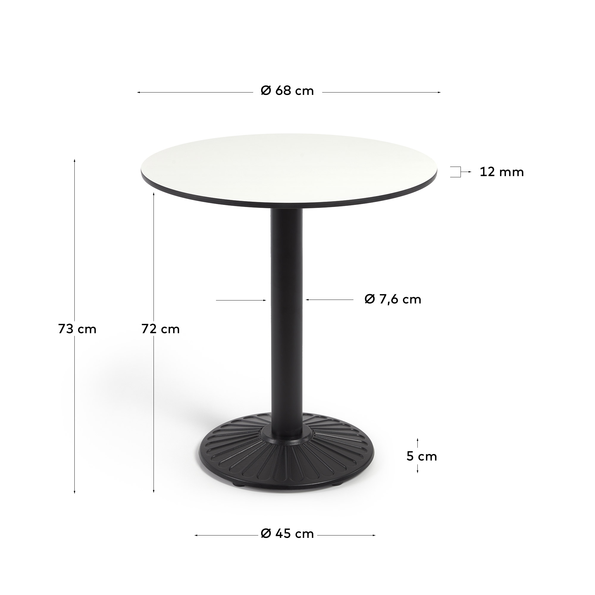 Круглый белый обеденный стол с черными ножками