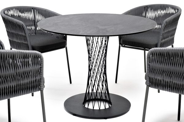 "Диего" обеденная группа на 4 персоны со стульями "Бордо" плетения колос, столешница "серый гранит" — изображение 3