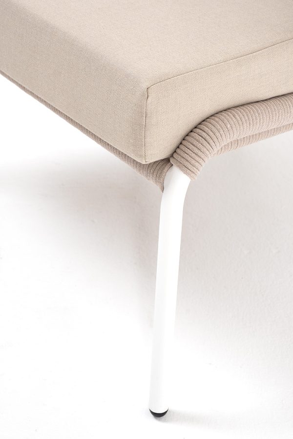 "Милан" лаунж-зона 4-местная плетеная из роупа (веревки), каркас алюминиевый белый, роуп бежевый — изображение 4