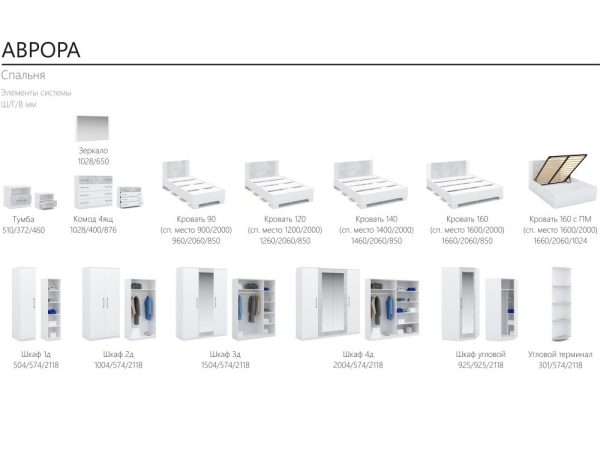 Кровать «Аврора» 90*200 (основание ЛДСП), Белый/Ателье светлый — изображение 5