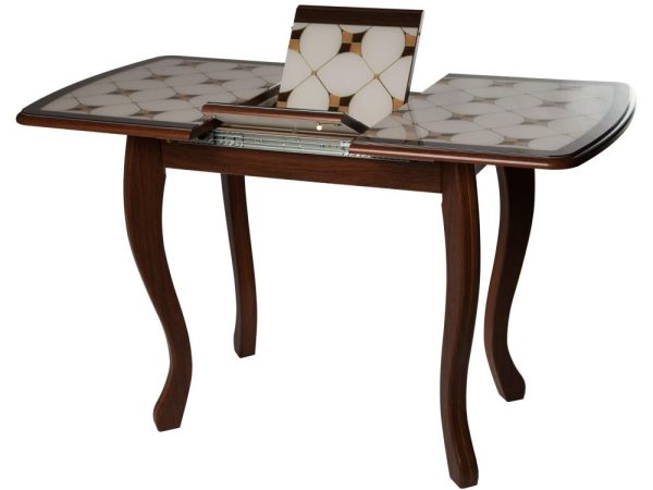 Стол М58 «Альба» мини стекло ДП1-02-06, Инкрустация плитка, мореная береза — изображение 4