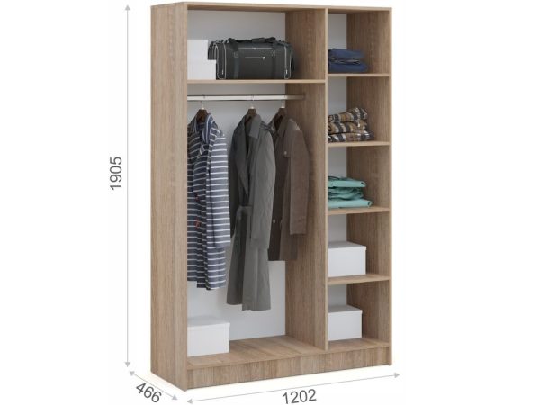 Шкаф «Алена» 3дв с зеркалом, Дуб сонома/Белый — изображение 3