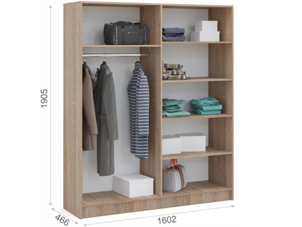 Шкаф «Алена» 4дв с зеркалом, Дуб сонома/Белый — изображение 3