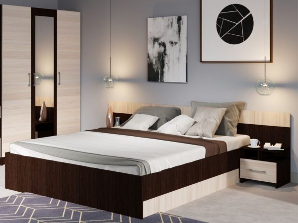 Спальня «Алена» 3 дв. шк, Венге/Дуб молочный — изображение 4