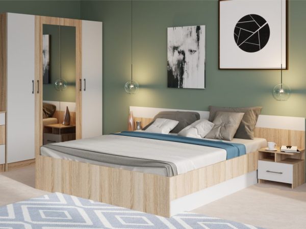 Спальня «Алена» 4 дв. шк, Дуб сонома/белый — изображение 4