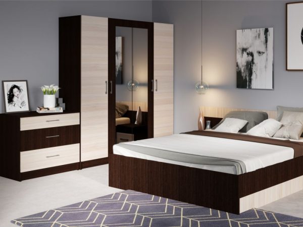 Спальня «Алена» 4 дв. шк, Венге/Дуб молочный — изображение 3