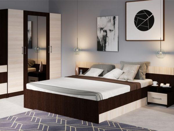 Спальня «Алена» 4 дв. шк, Венге/Дуб молочный — изображение 4